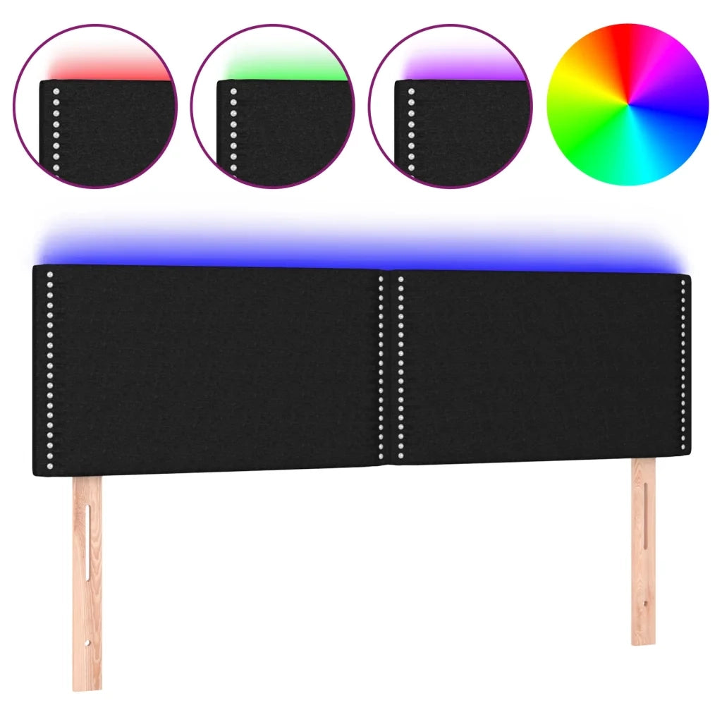 Testiera | Testata a LED Nera 144x5x78/88 cm in Tessuto