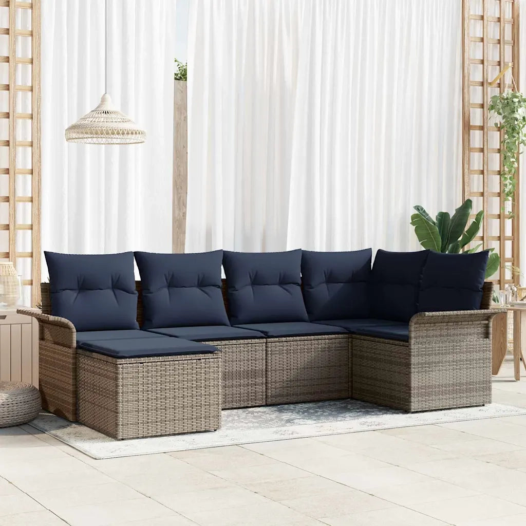 Set Divano da Giardino 6 pcs Grigio polyrattan 3354104