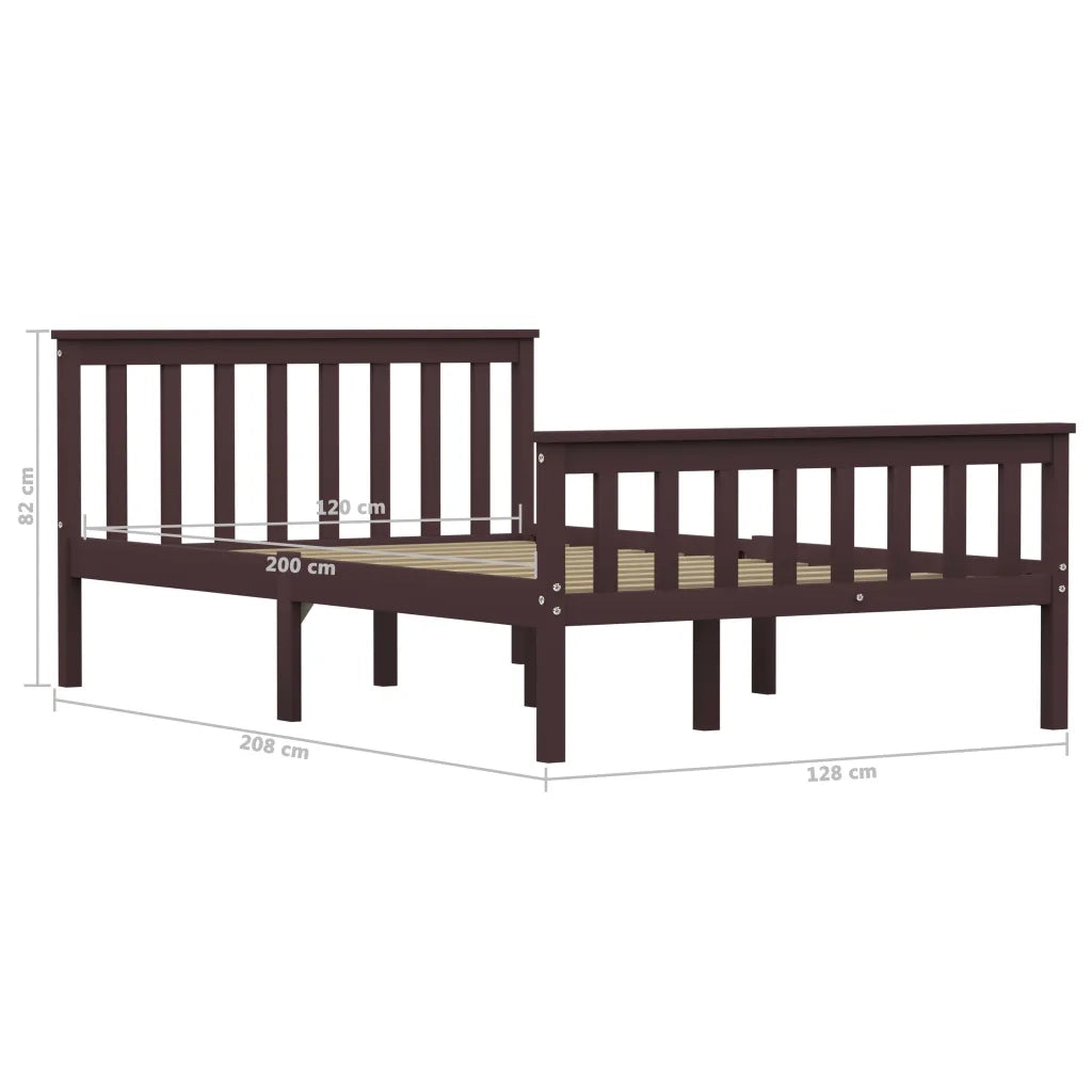 Giroletto senza Materasso Marrone Scuro 120x200 cm Legno Pino 283234