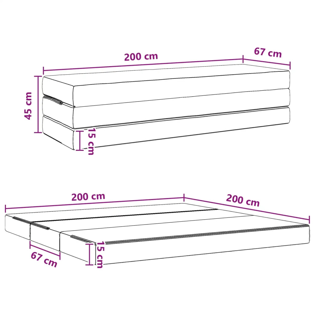 Divano Letto Pieghevole 200 x 67 x 45 cm Rosa 900266