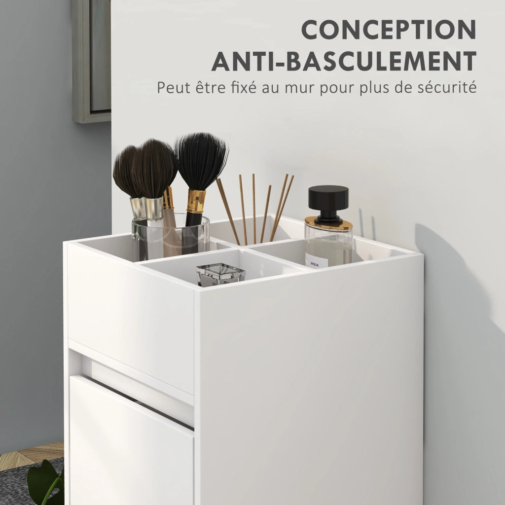Mobile da Bagno con Cassetti e Ripiani ¨C zephmum ¨C Bianco 35x30x90 cm