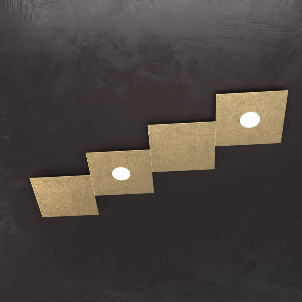 ECCENTRIC APPLIQUE-PLAFONIERA 2 LUCI + 2 DECORATIVO FOGLIA ORO 1156-2L2D-FO