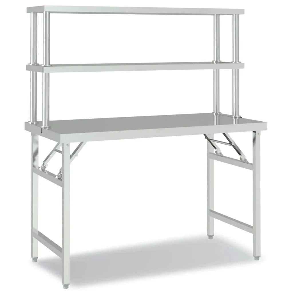 Tavolo da lavoro professionale da cucina con ripiano 120 x 60 x 145 cm acciaio inox 02_0045424