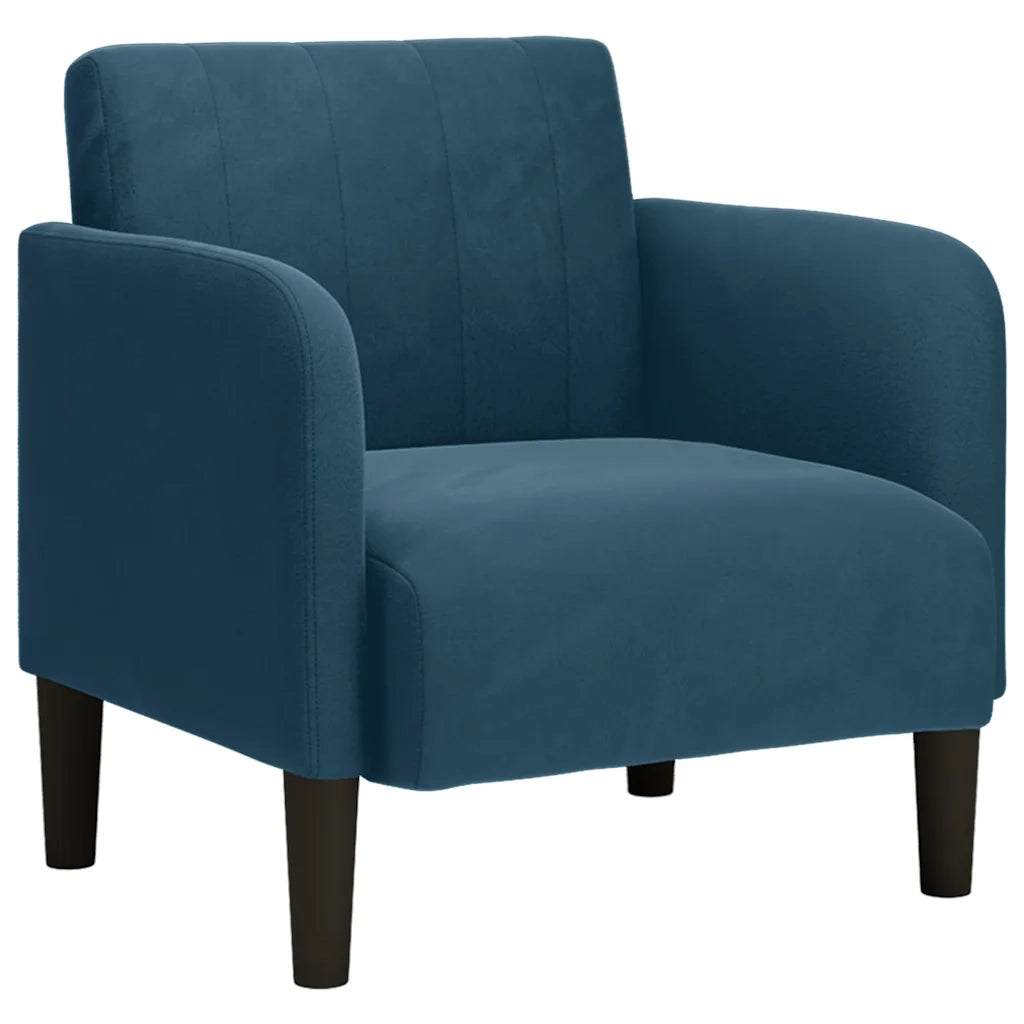 Divano Sedia con Braccioli-Poltrona-Sofa Relax Blu 54 cm in Velluto