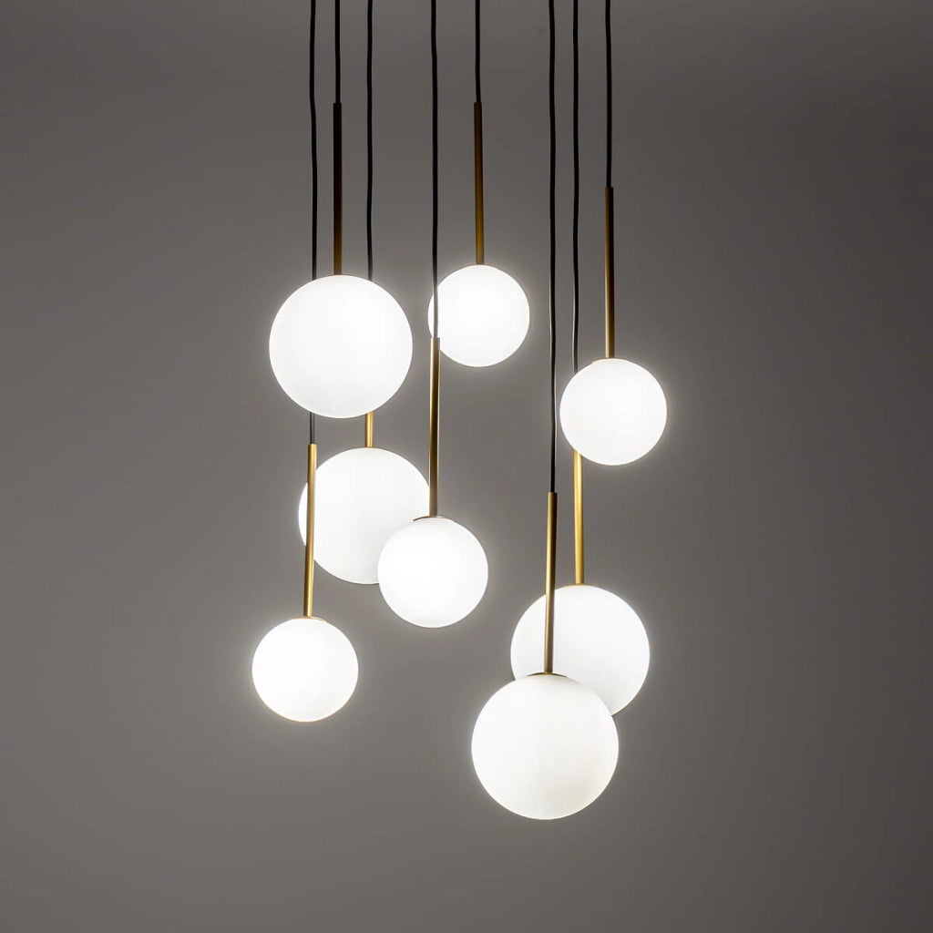 Lampadario Nowodvorski KARO 8 luci sfere bianco nero oro