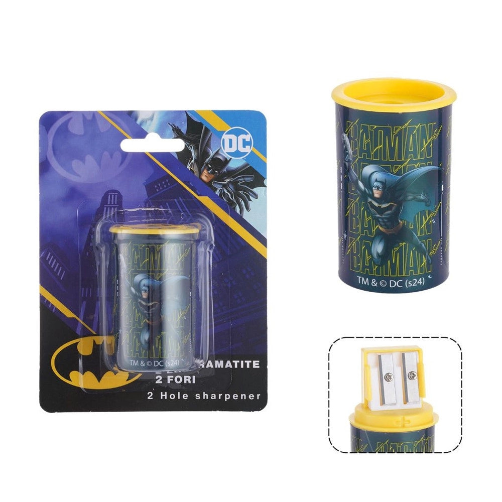 Trade Shop - Temperamatite Rotondo A 2 Fori Batman Con Serbatoio Per Scuola Casa Bambini 961259 -