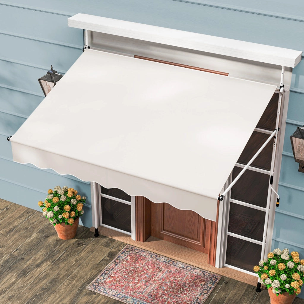 Tenda da sole regolabile in altezza con manovella per finestre e porte, Tenda da sole 200 x 300 cm Beige