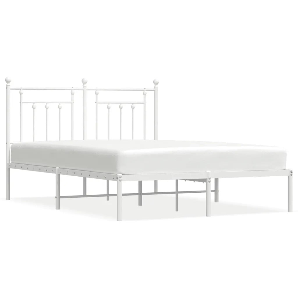 Letto matrimoniale | Letto per adulti | Giroletto con Testiera Metallo Bianco 140x200 cm