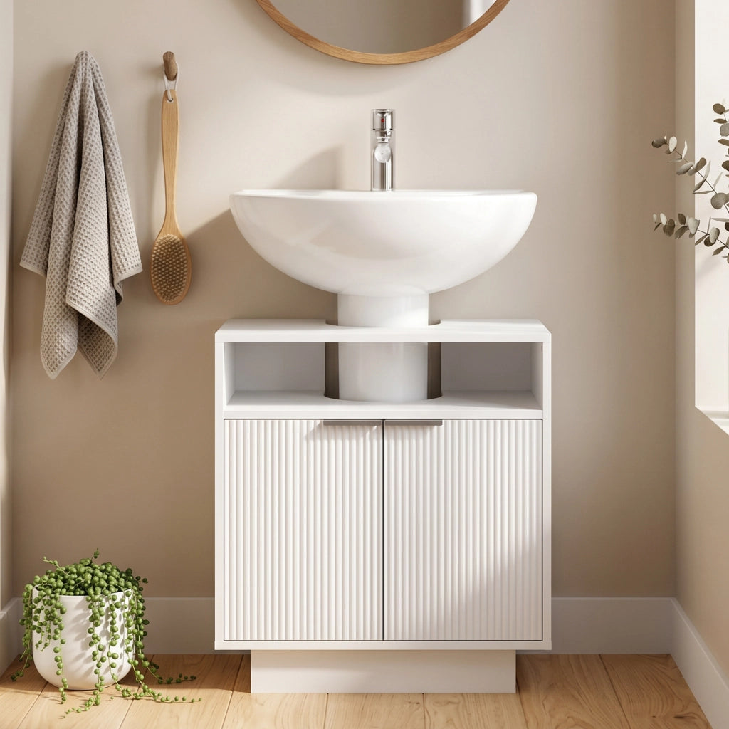 Mobile Sottolavabo Bagno con Ripiano Regolabile ¨C Xylo ¨C Legno Bianco 60x33x63 cm