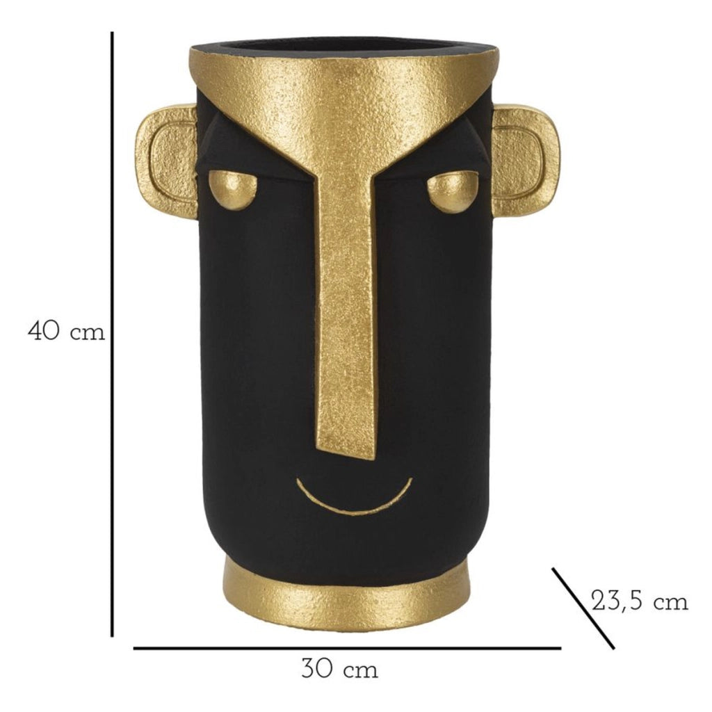 Vaso Decorativo Viso 22, Nero, Poliresina, 30x23,5x40 cm