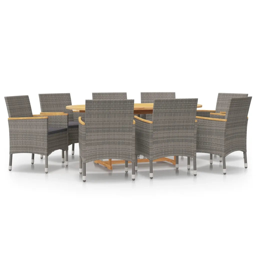 Set da Pranzo per Giardino 9 pz con Cuscini Grigio 3103599