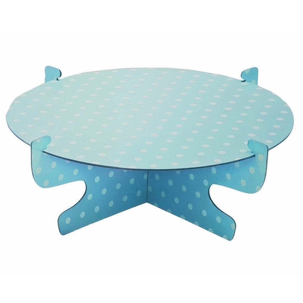 Trade Shop - Alzata Stand Azzurro Pois 31cm In Cartone Carta Usa Getta Supporto Per Torta -