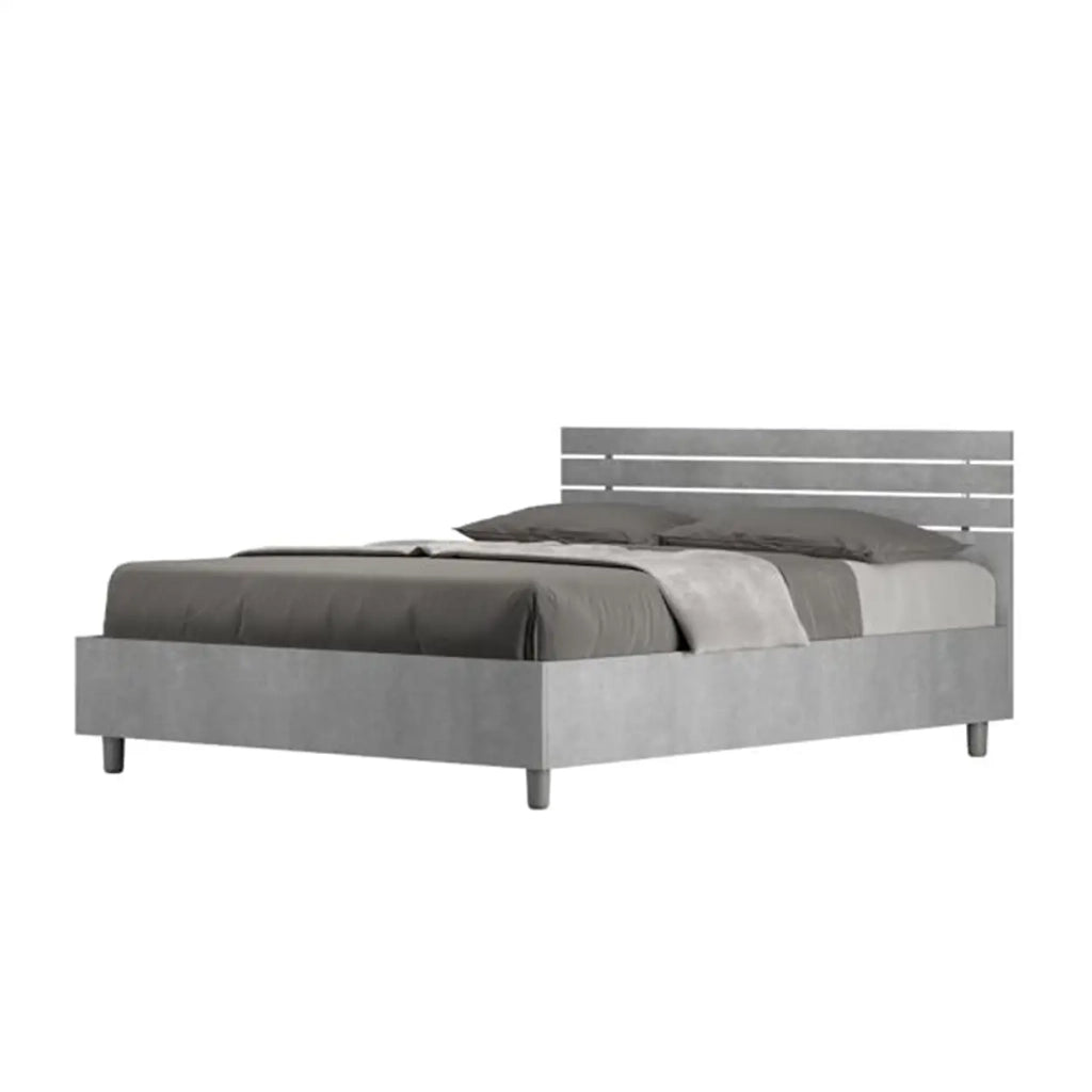 Letto matrimoniale francese senza rete 140x200 testata dritta con doghe cemento Ankel