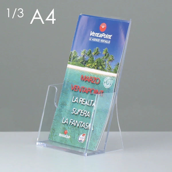 Porta depliant da banco in plexi 1/3 A4