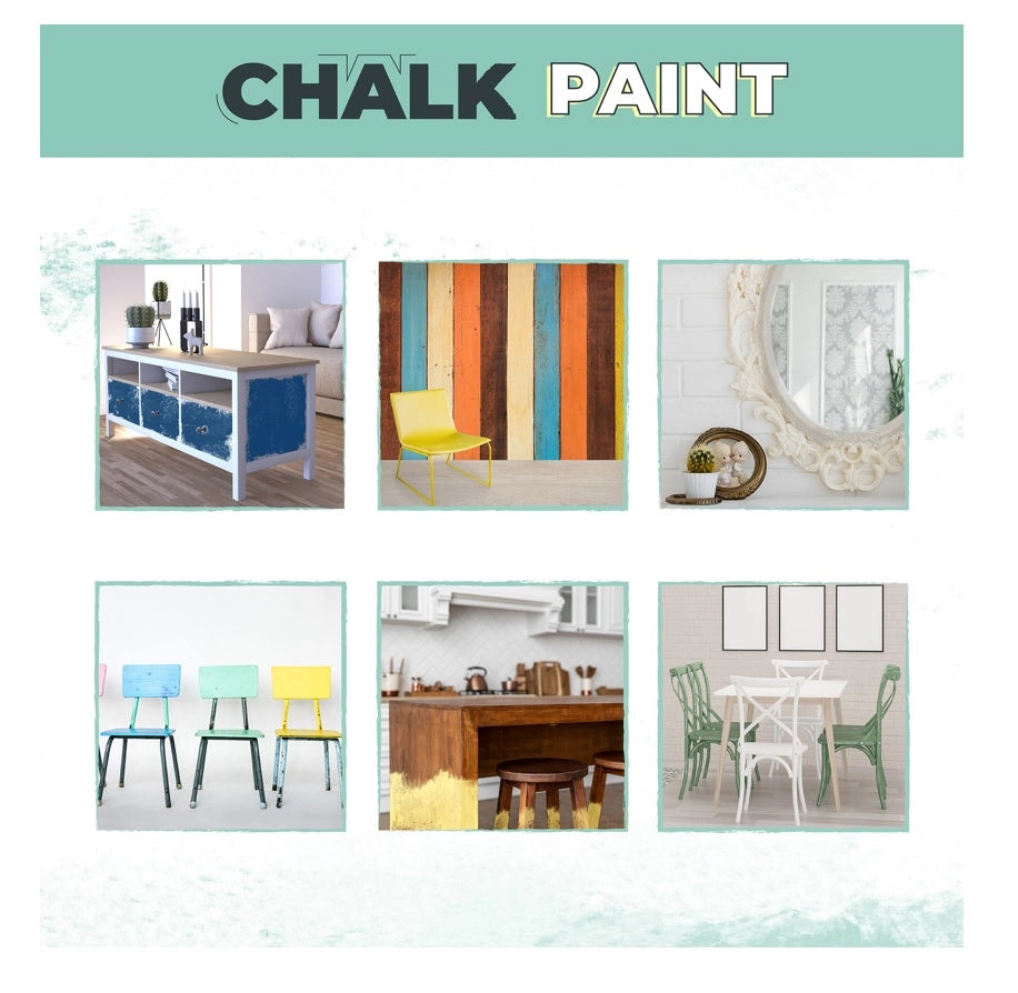 Chalk Paint Vernice a Gesso 750ml + Pennello Tondo in Legno Pack ARANCIA MORBIDA - Pittura per Mobili Senza Carteggiare