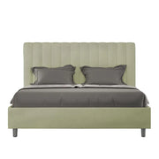 Letto matrimoniale contenitore doppia alzata imbottito 160x190 microfibra tè verde Agueda
