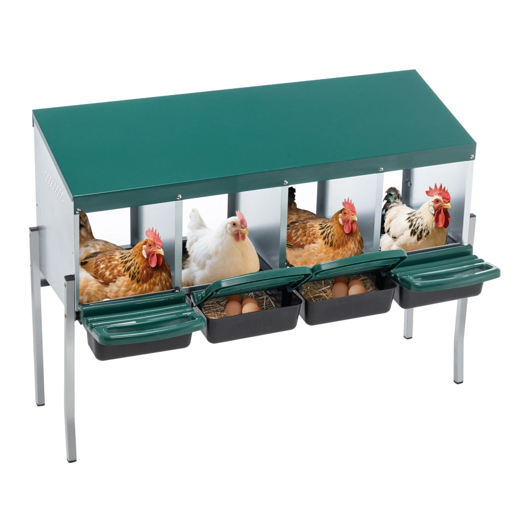 Nido per Galline con 4 Scomparti e Copertura ¨C MINIMAL ¨C Verde, per Esterno