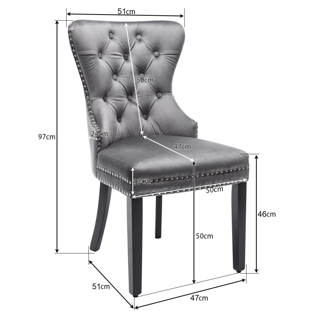 Sedie da Pranzo in Velluto con Gambe in Legno ¨C Xylo ¨C Grigio, Set 2 Pezzi