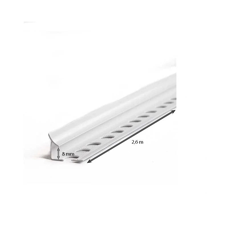 Sguscetta in plastica barra da 2,6 metri bianca : Modello - H8MM BIANCO