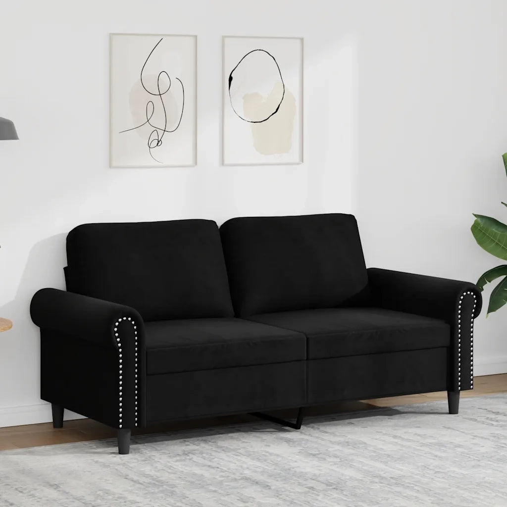 Divano a 2 Posti-Sofa 2 Posti Nero 140 cm in Velluto 256070