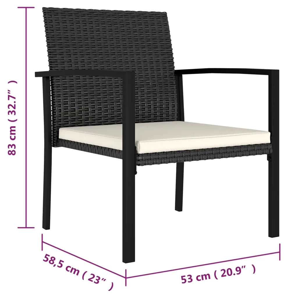 Sedie da Pranzo per Giardino 4 pz | Sedie da Esterno in Polyrattan Nero