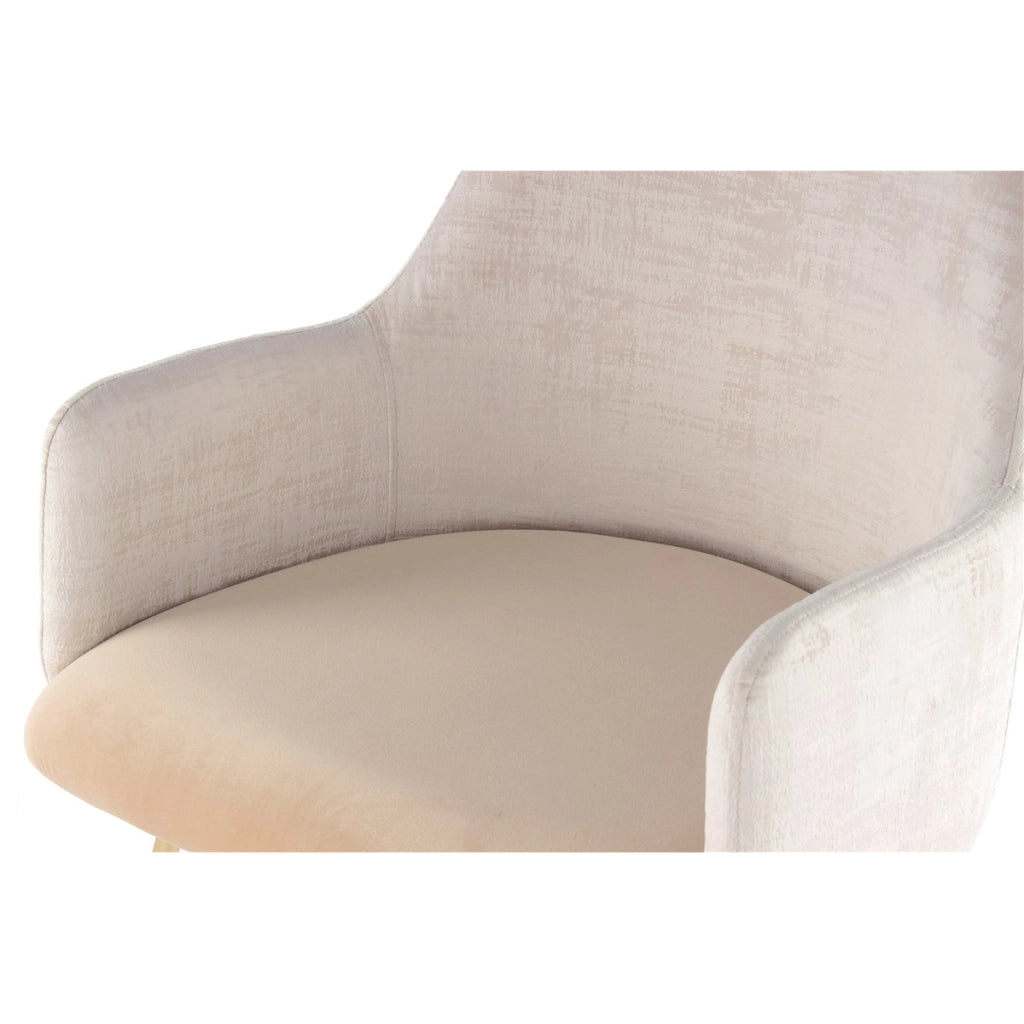Sedia di design Richard in velluto bicolore avorio e beige