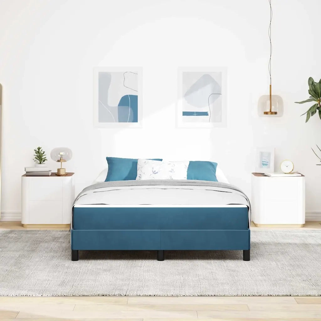 Letto matrimoniale | Letto per adulti | Letto a molle con materasso Blu Scuro 140 x 190 cm Tessuto