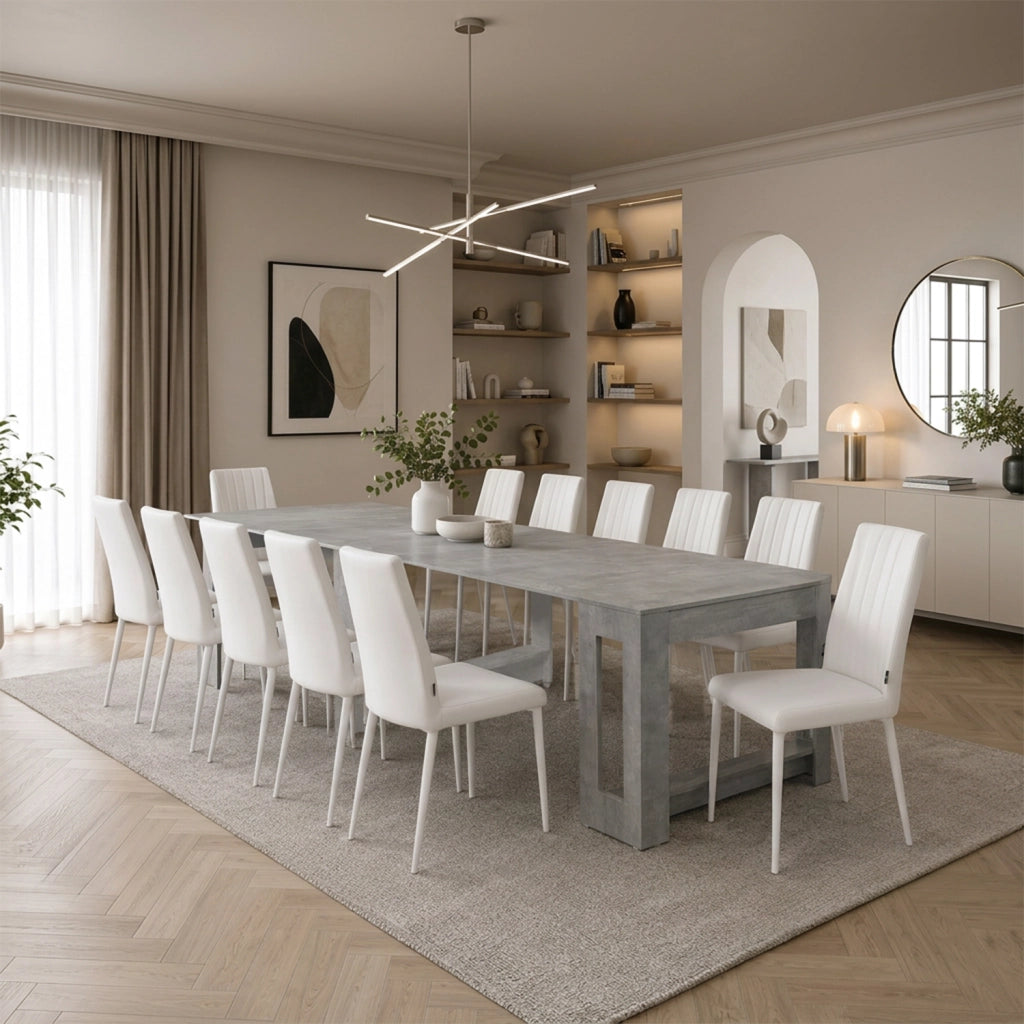 Tavolo consolle allungabile, tavolo da pranzo 45/300×90 cm effetto cemento- Atena