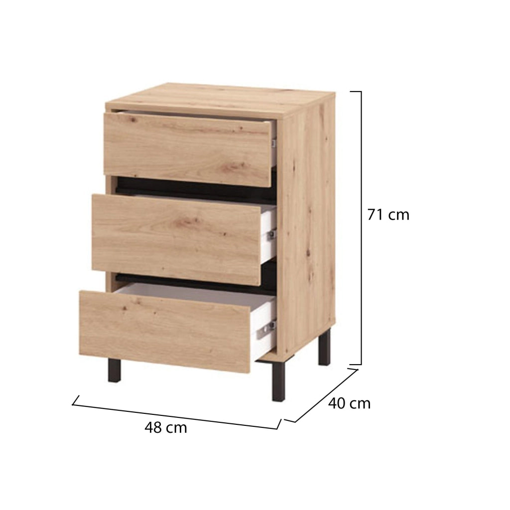 Combatte, Comodino un Ripiano, 48x40x71h cm Marrone