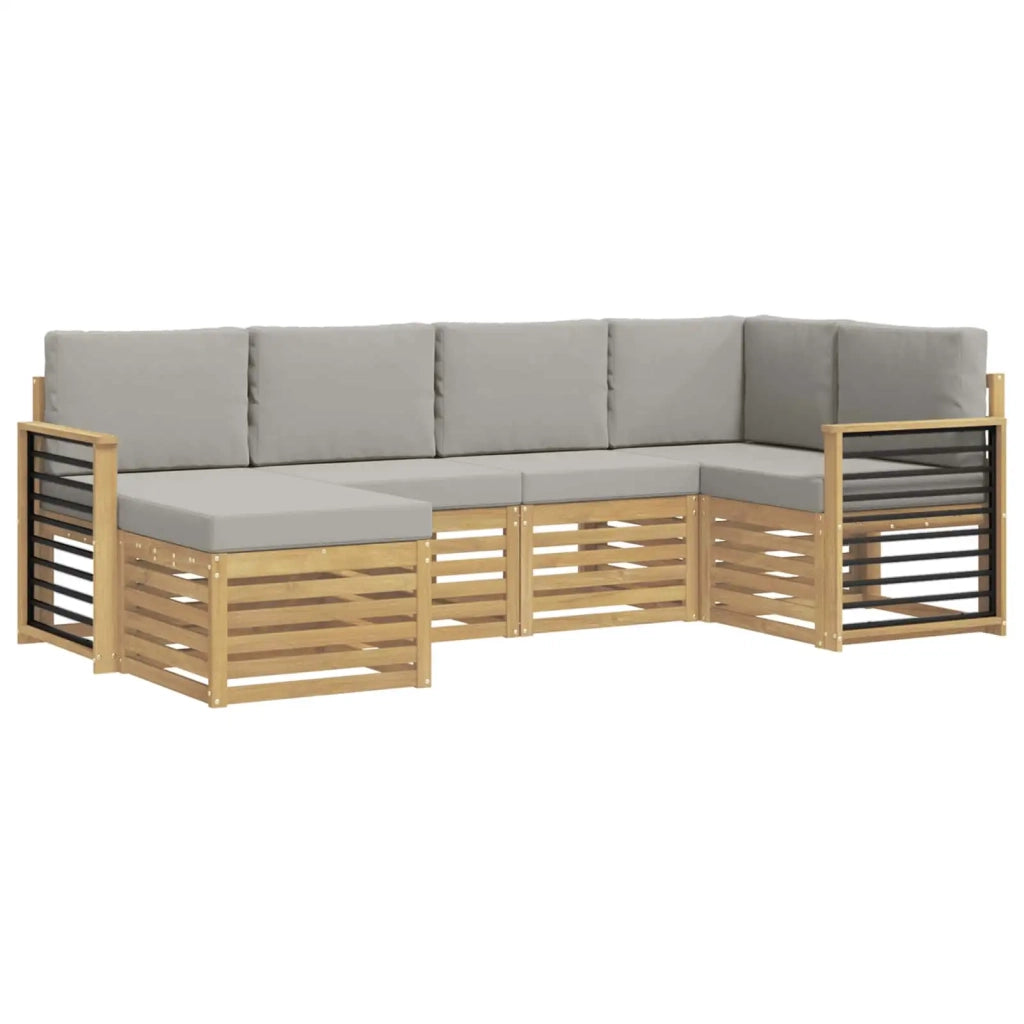 Set di divani da esterno 6 pcs Bianco e Grigio Chiaro 3392126