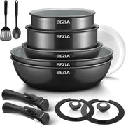 Set di Cottura Induttiva - Rivestimento Ceramico Salutare - 13 Pezzi - Resistente al Forno