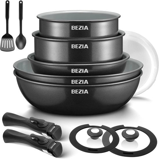 Set di Cottura Induttiva - Rivestimento Ceramico Salutare - 13 Pezzi - Resistente al Forno