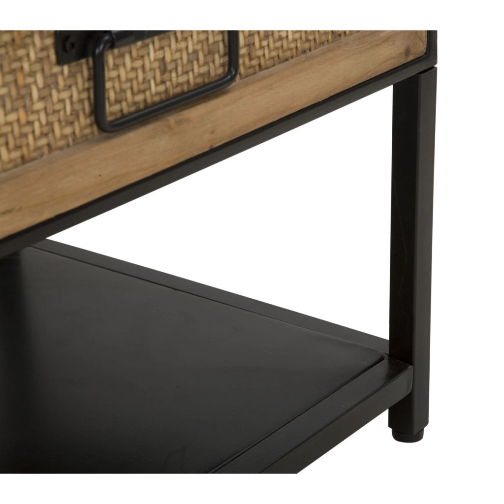 Porta TV Hanoi in ferro e legno — 95x38x38 cm