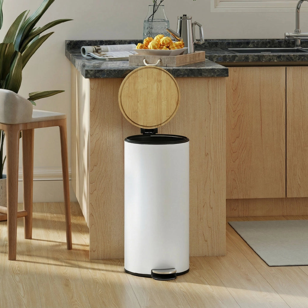 Cestino a pedale per cucina 30L con secchio interno rimovibile ¨C Minimal ¨C bianco 36x30x60,5cm