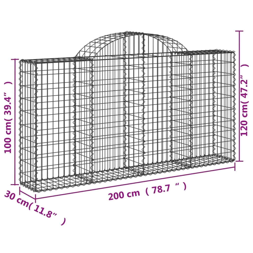 Cesti Gabbioni ad Arco 6 pz 200x30x100/120 cm Ferro Zincato 3146114