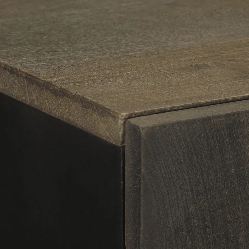 Credenza Nera 60x33x100 cm in Legno Massello di Mango 4017714