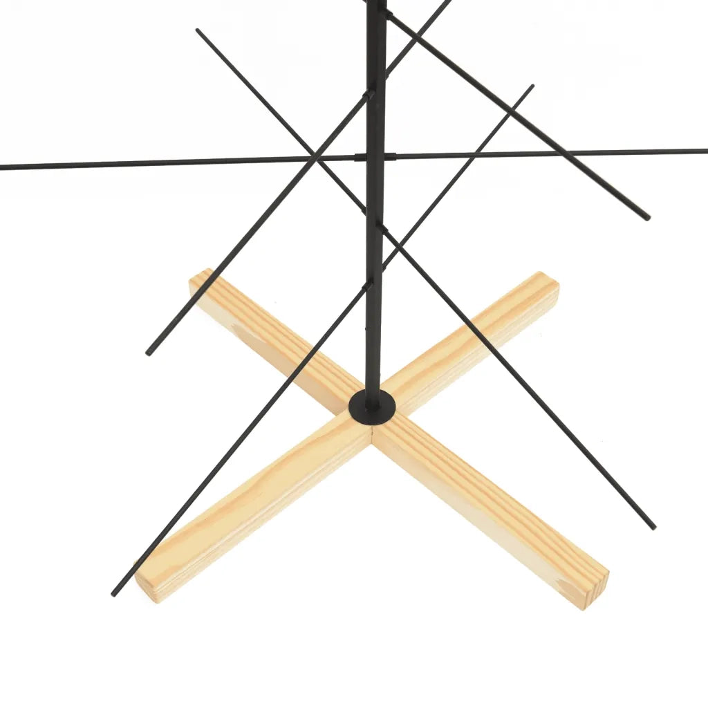 Albero di Natale in Metallo con Base in Legno-Decorazioni natalizie Nero 180 cm