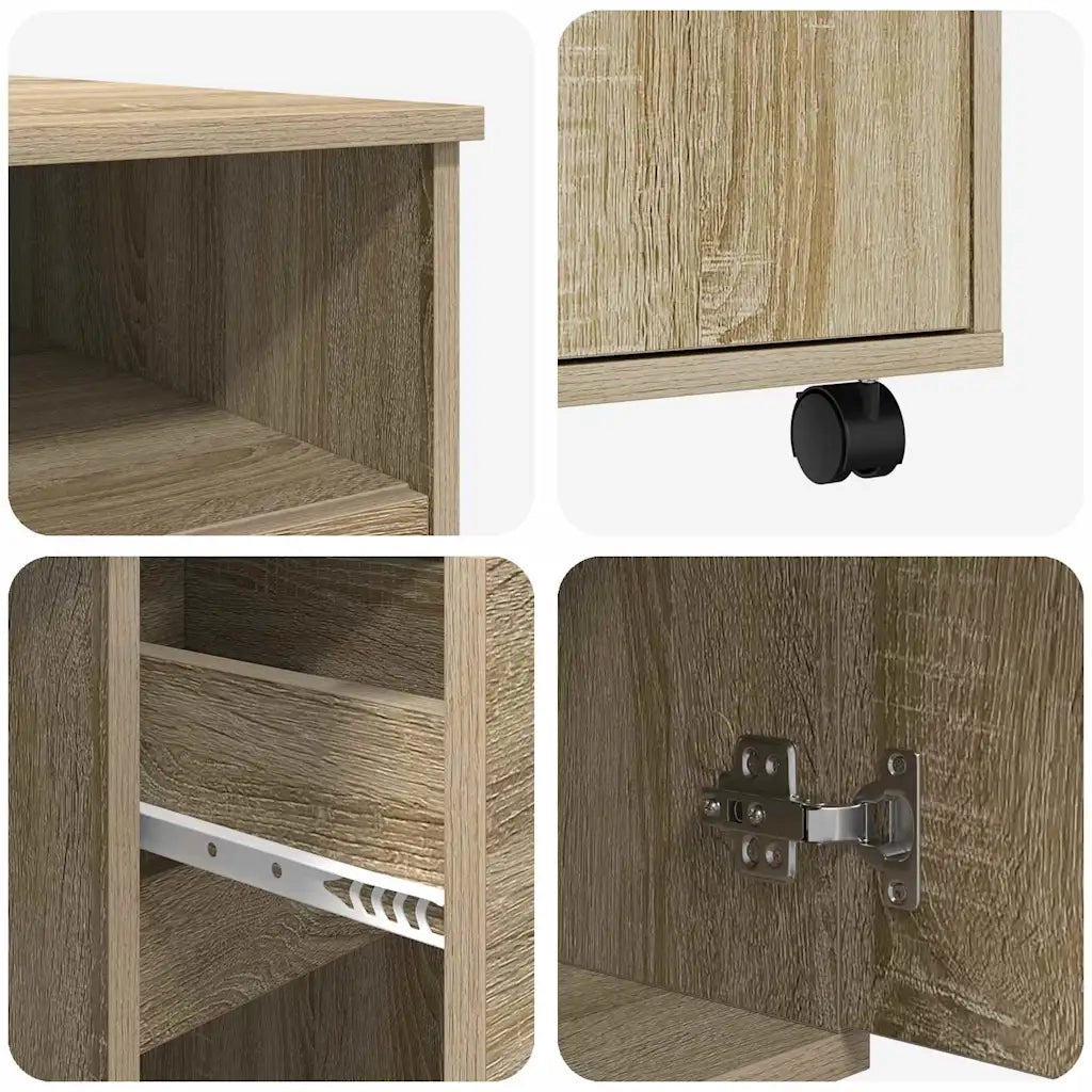 Scrivania | Tavolo da Ufficio con Ruote con cassetto Rovere Sonoma 91 x 50 x 77 cm
