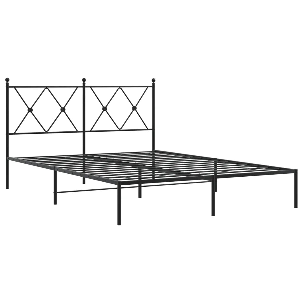 Giroletto con Testiera-Struttura Letto con testiera in Metallo Nero 140x190 cm 904358