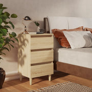 Comodino con Gambe in Legno Massello Rovere Sonoma 40x35x69 cm 805893