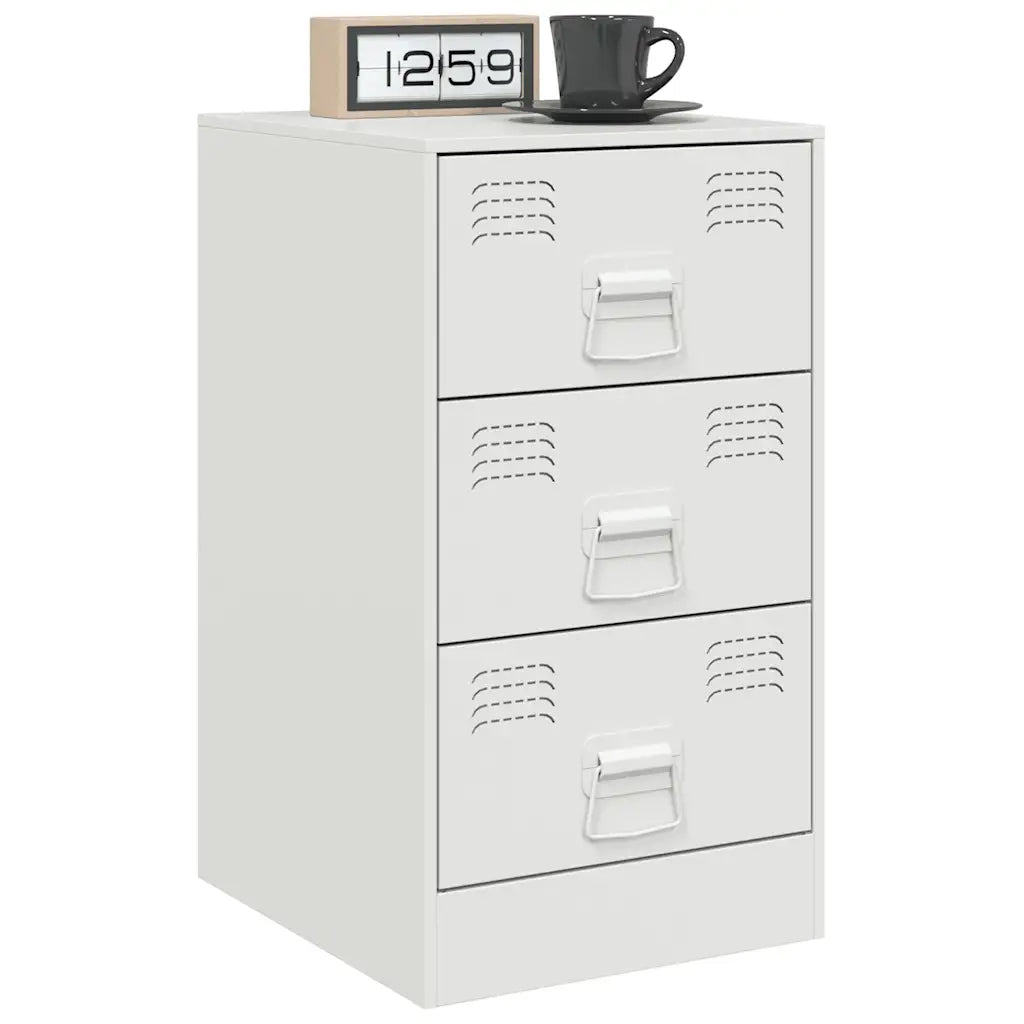 Comodini 2 pz-Set di 2 Tavolino da notte Bianchi 34,5x39x62 cm in Acciaio 414768