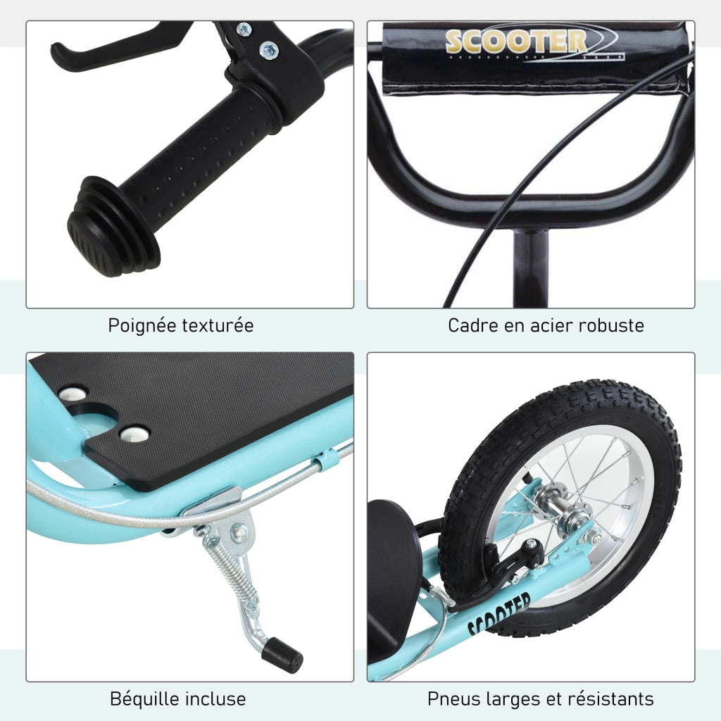 Trottinette Grandi Ruote Pneumatiche ¨C zephmum ¨C Blu Cielo Nero