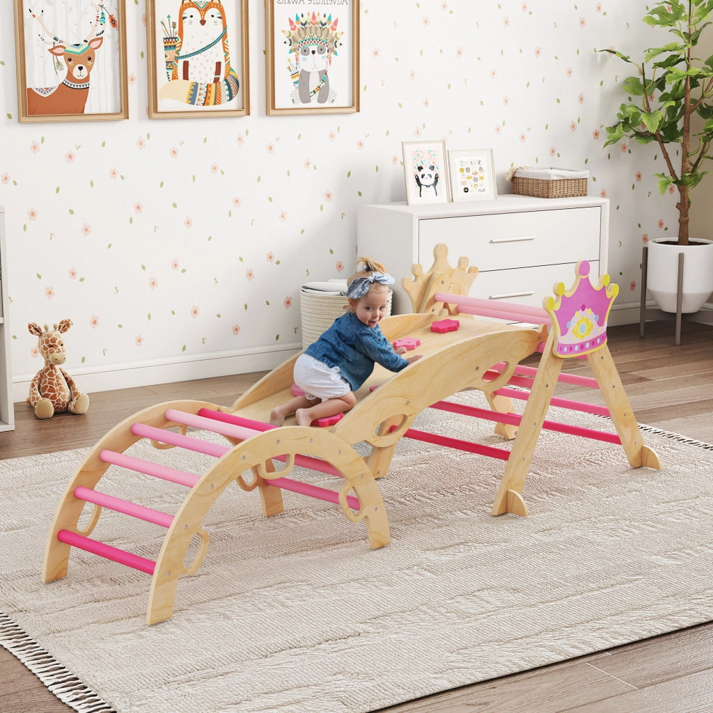 Triangolo di Arrampicata Montessori ¨C Minimal ¨C Legno, Rosa, 8 in 1