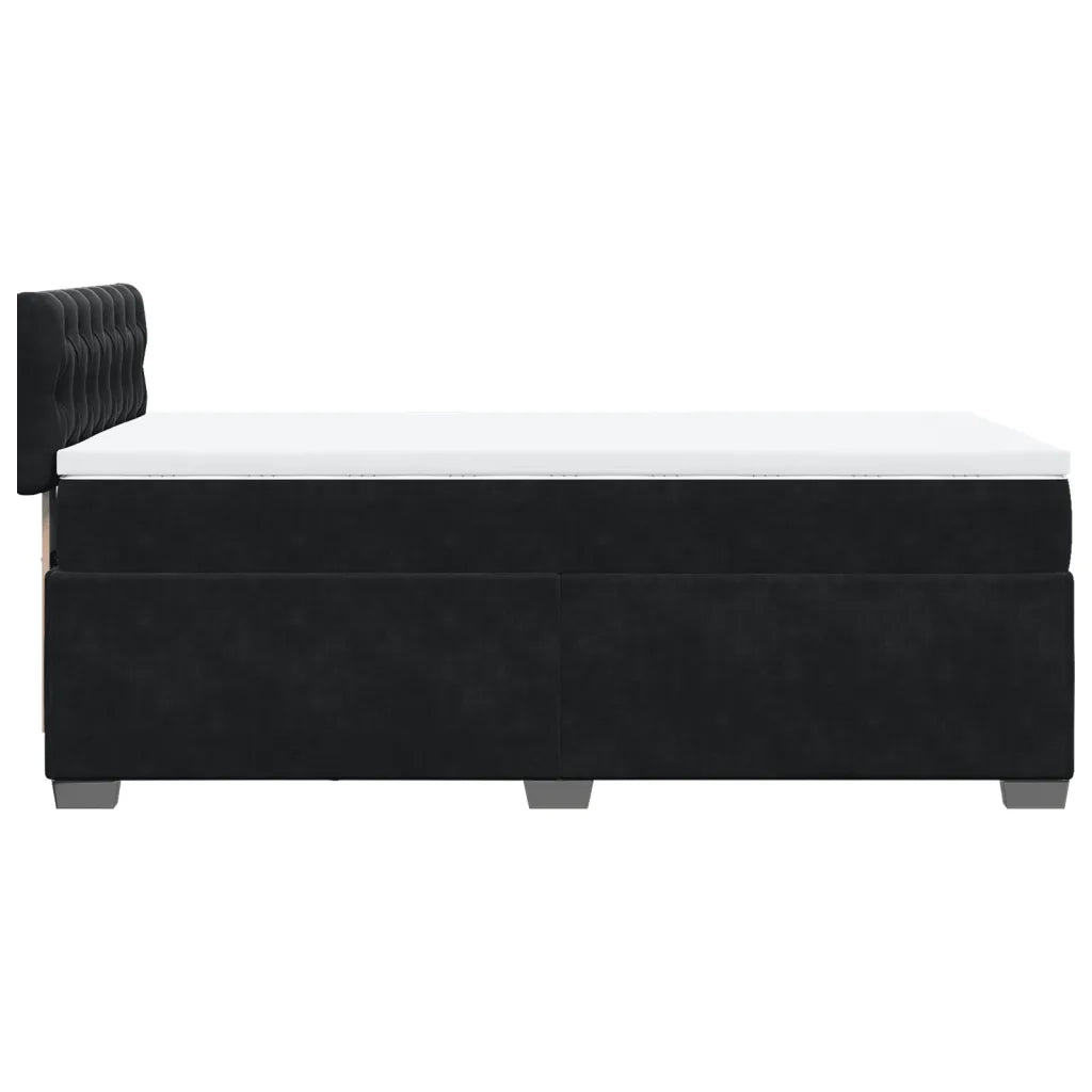 Giroletto a Molle con Materasso Nero 90x200 cm in Velluto