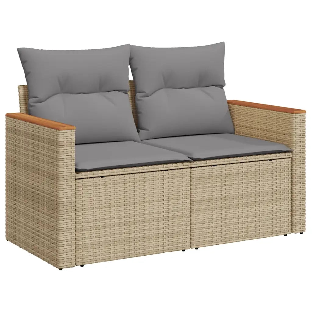 Set Divano da Giardino 8 pz con Cuscini Beige in Polyrattan 3328116