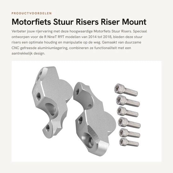 Alzavvolgatori CNC Anodizzati - Riser Manubri per Motocicletta - Adatto per R NineT R9T 2014-2018 - Lega di Alluminio - Migliorata Postura di Guida - Progetto Compattato - Alzavvolgatori del Manubrio