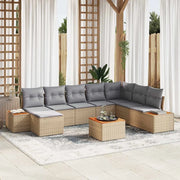 Set Divano da Giardino 9 pcs Beige e Grigio Chiaro Polyrattan 3356820