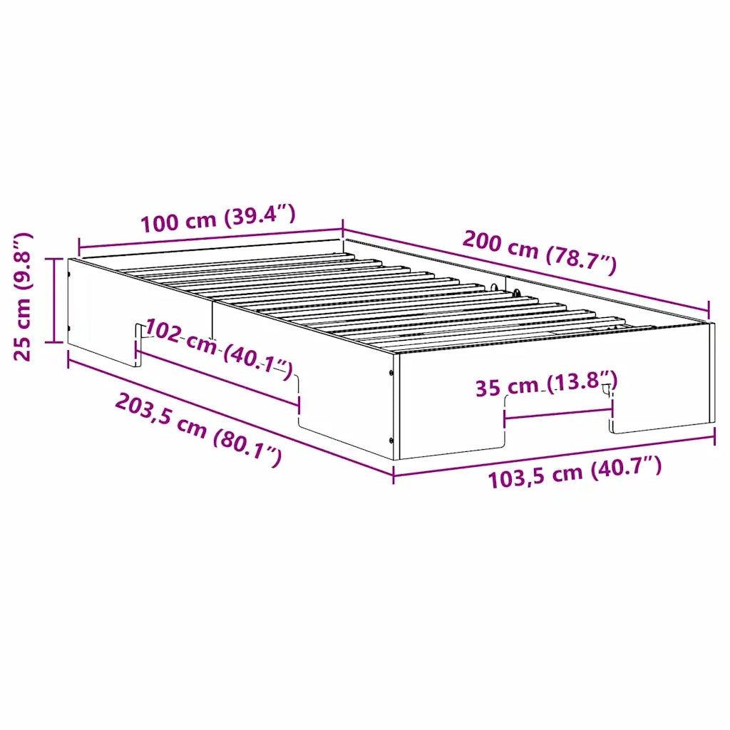 Struttura del letto-Giroletto-Rete del Letto Bianco 100 x 200 cm