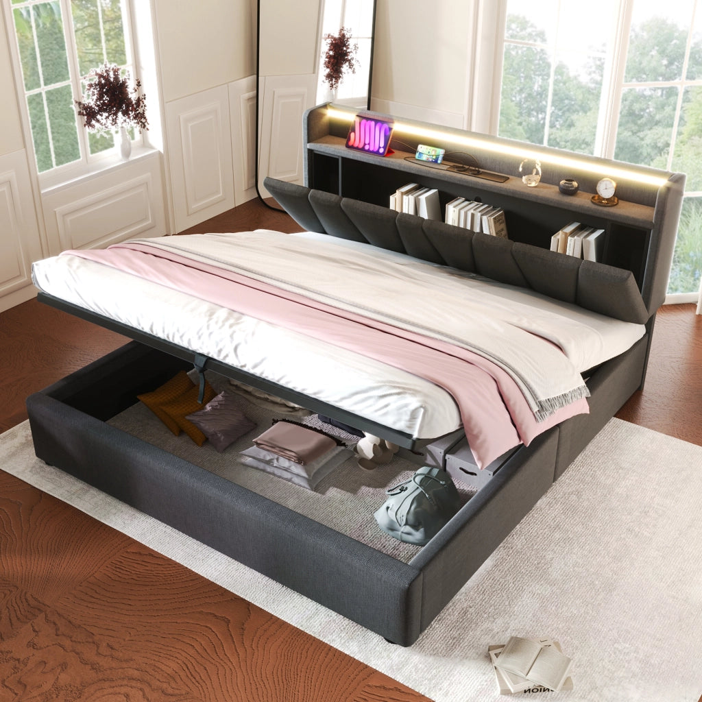 letto imbottito lino grigio 140x200 cm