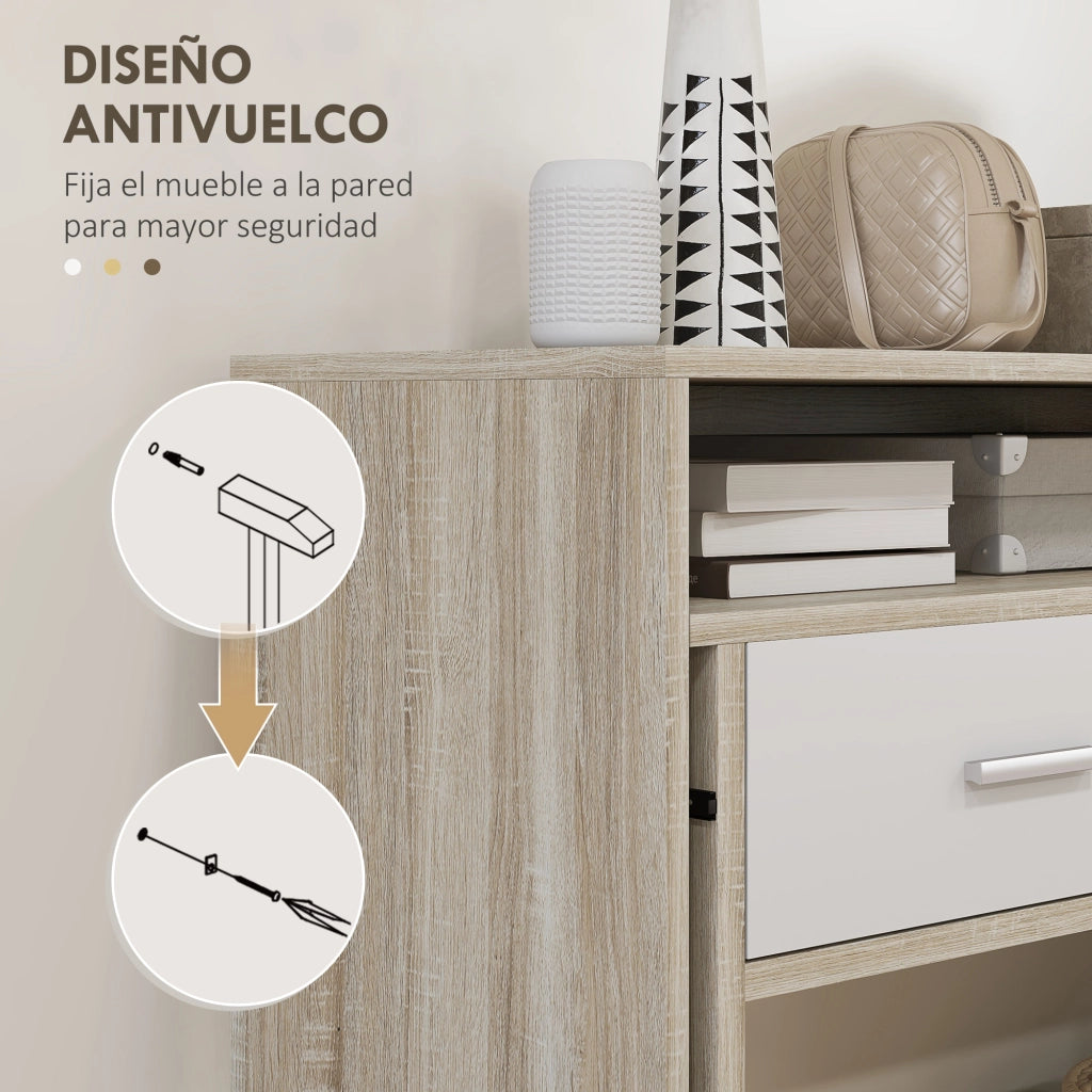 Scrivania Estensibile con Cassetti e Ruote ¨C Minimal ¨C 95x35x87 Roble